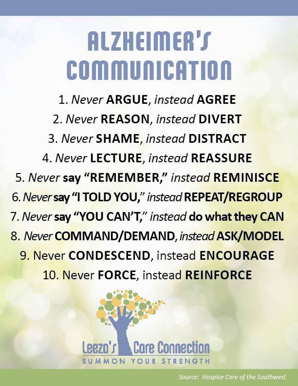 Things to remember when communicating with someone who has alzheimer